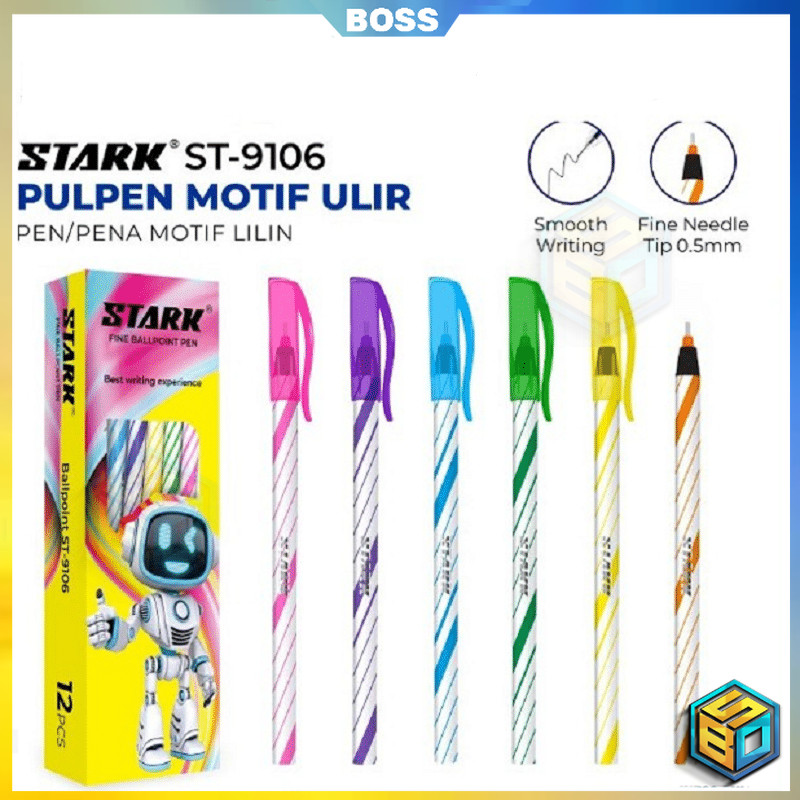 

BOSS MURAH COD (12pc) PULPEN ULIR / PEN LILIN STARK 1 PAK / BOLPOIN HITAM MURAH