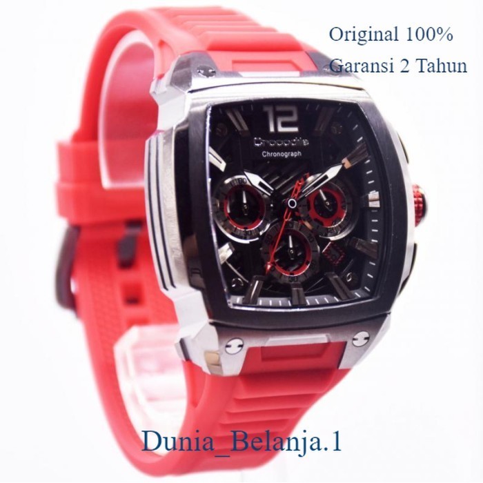 Original 100% Jam Tangan Pria Crocodile CM-046B34J  Red Garansi Resmi 2 Tahun