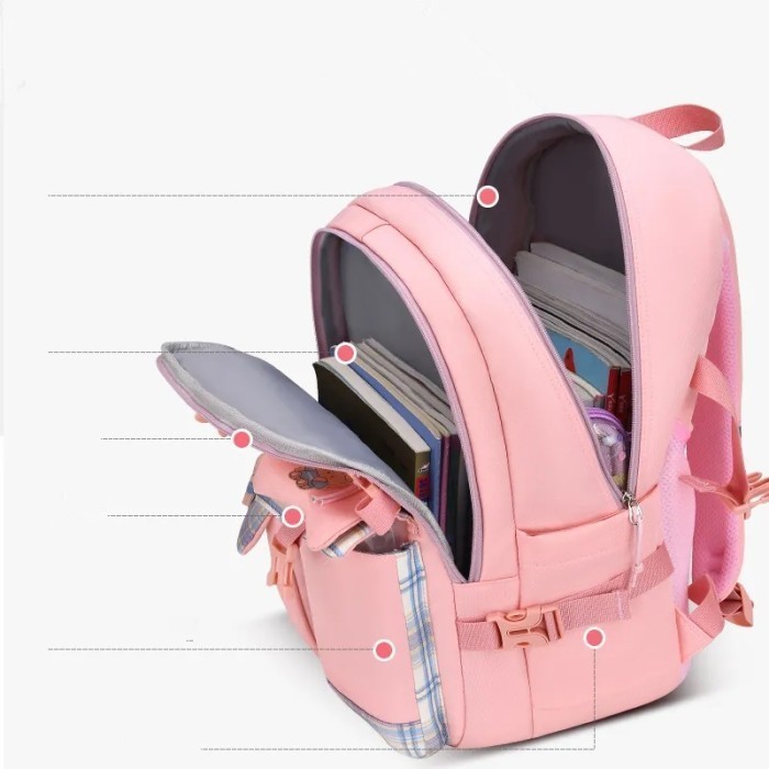 TAS RANSEL SEKOLAH ANAK PEREMPUAN  TAS RANSEL MOTIF KOREA - Ungu