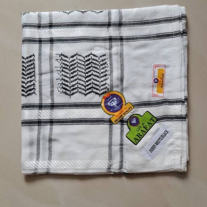 Sorban India Arafat Hitam Putih Non Rumbai / Sorban Imamah Putih Hitam - putih-hitam