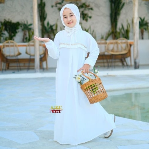 Baju Murah Lebaran Anak Bayi Bahan Bagus Keren / FREE HIJAB Busana muslim anak perempuan warna putih