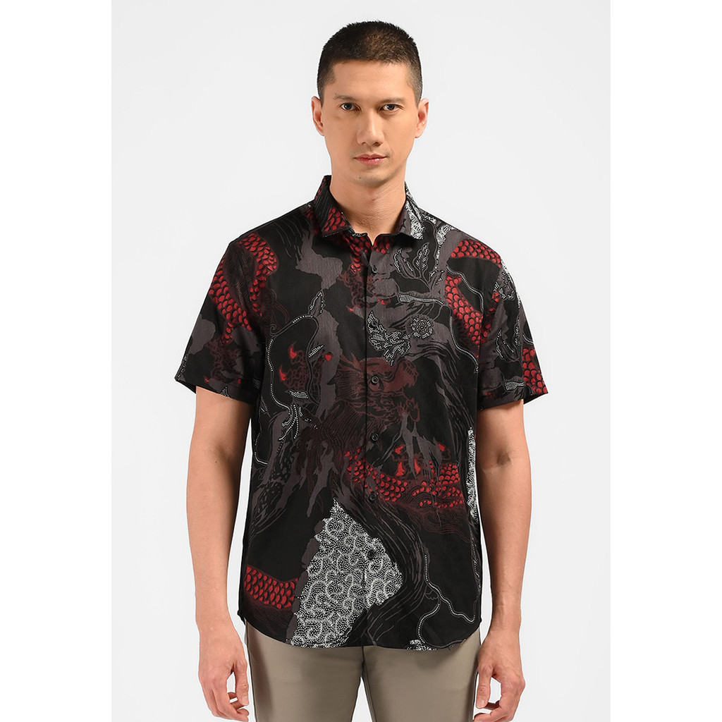 MOC Kemeja Batik Lengan Pendek Pria BHAJA-BLACK