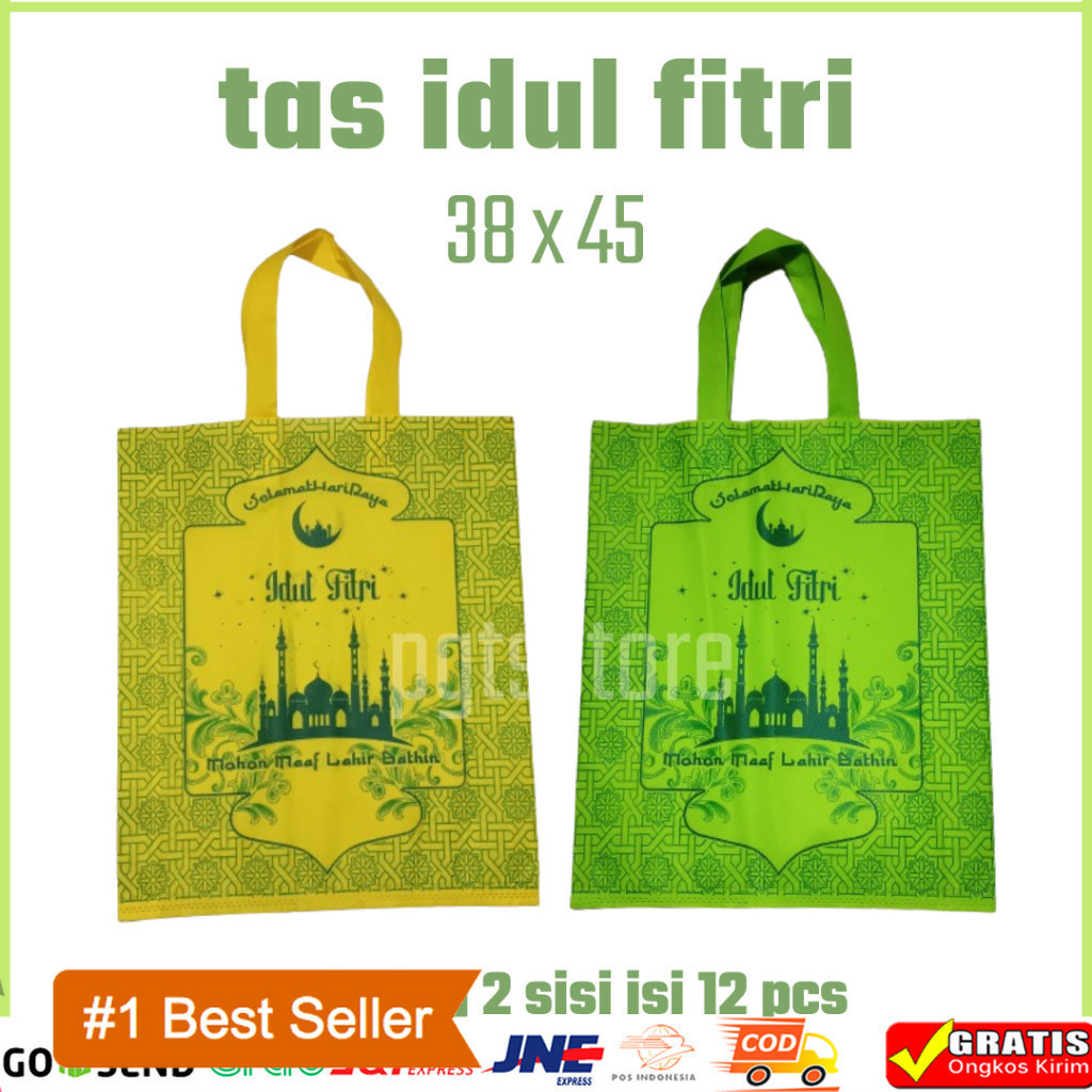 

Tas idul fitri print 2 sisi ukr 38 x 45 isi lusinan tas lebaran hammpers hadiah thr