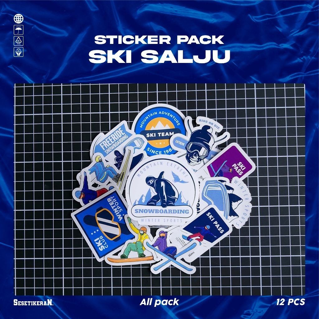 

COD✨ Sesetikeran Stiker Pack Ski Salju Gunung Stikcers Lucu Colorfull Keren Untuk Koper Laptop Skateboard