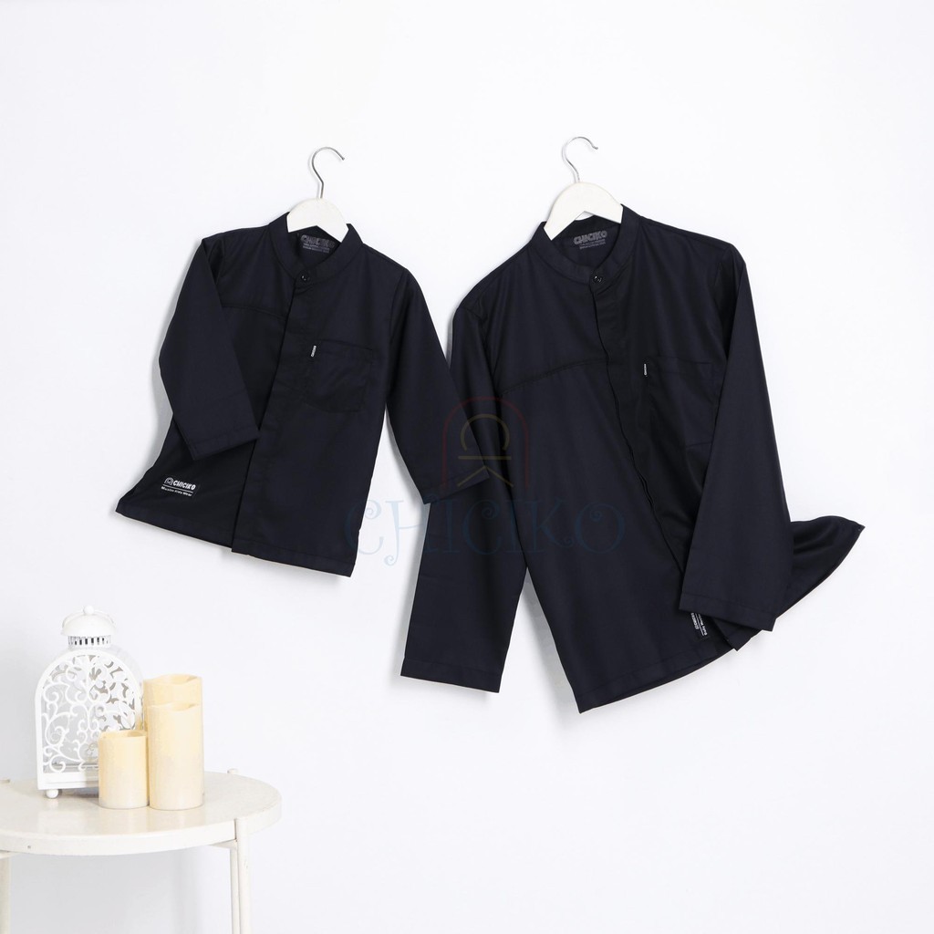 Chiciko  Baju Koko Couple Ayah Dan Anak Laki Laki Hitam