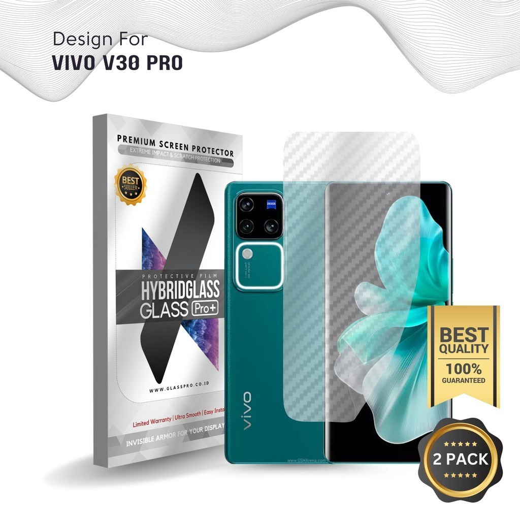 Fiber Guard Screen Protector Vivo V30 Pro Back, 3D Anti Gores Belakang Premium, Carbon Skin Glass Pr