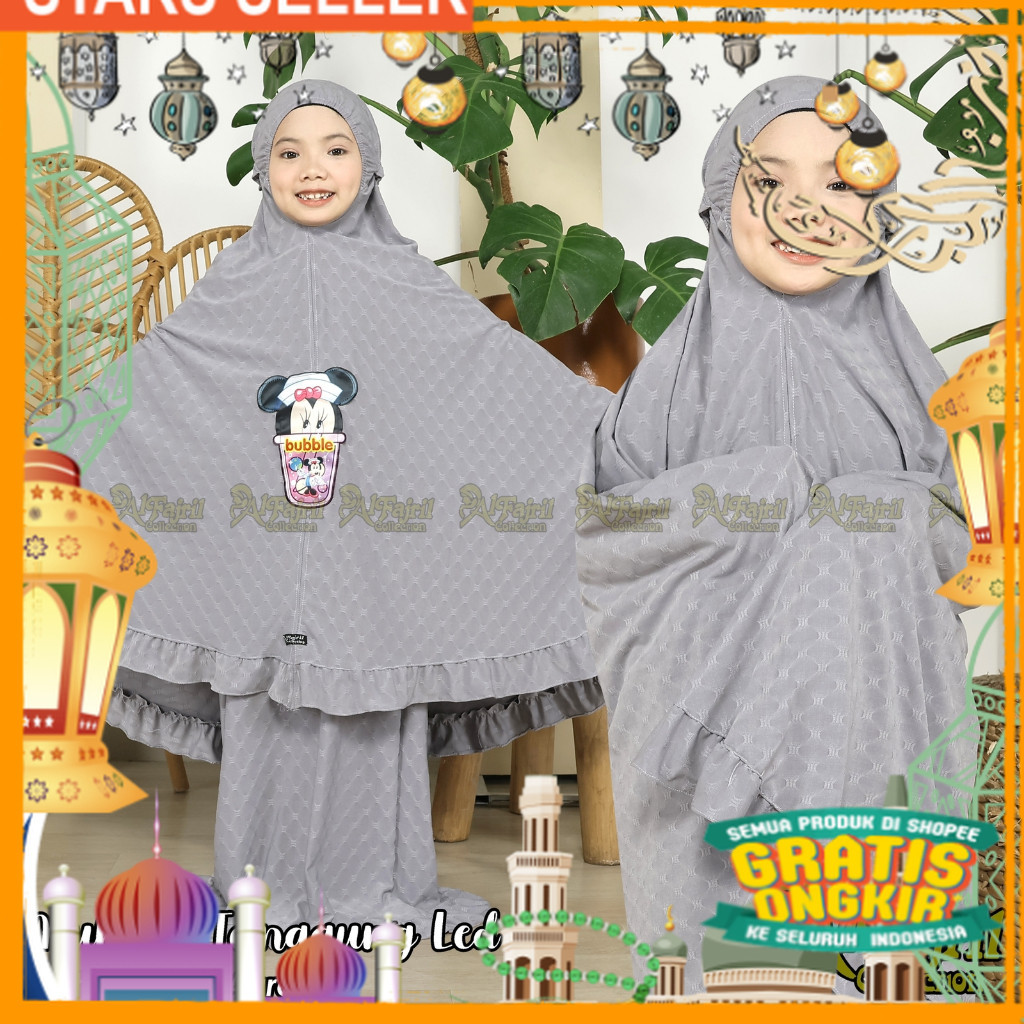 MUKENA ANAK LED MICKEY 5-8 TH ORI AL FAJRIL COLLECTION/ Pink Dusty Fanta Merah muda