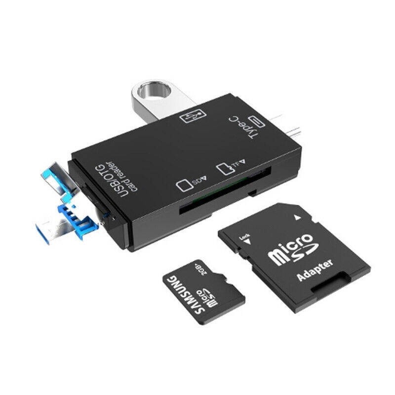 OTG Card Reader 6 in 1 Support USB Type C,USB 2.0/SD Card,Micro SD,Micro USB | OTG Multifungsi | COD