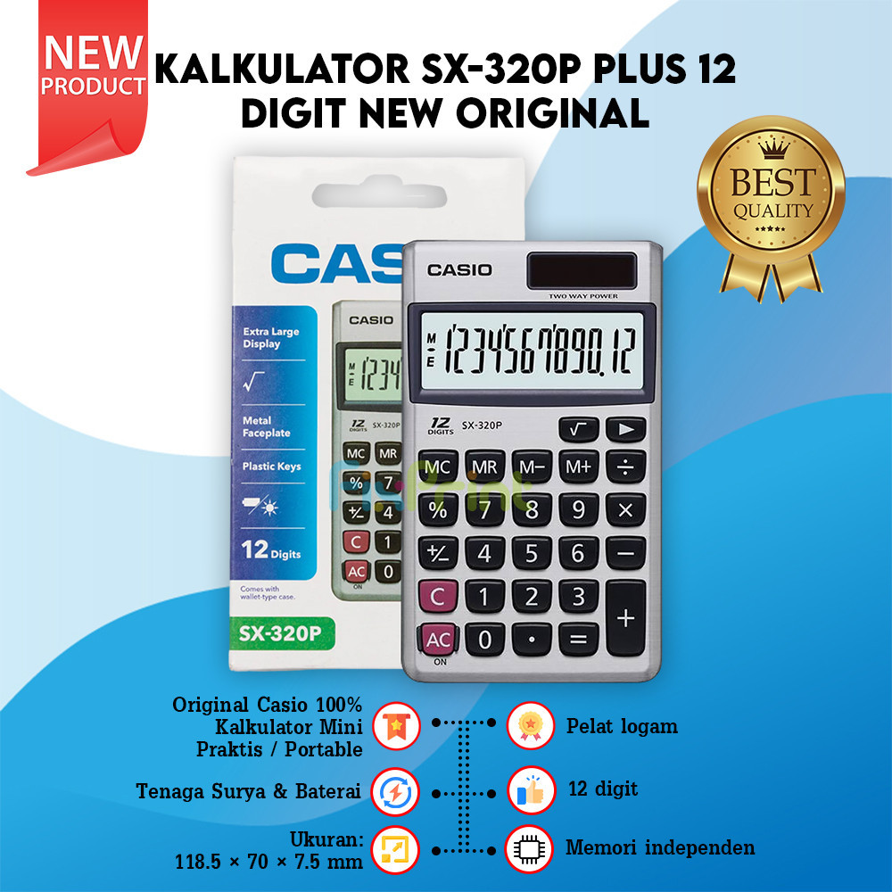 

Casio SX-320P Kalkulator Saku Portable 12 Digit Calculator Kecil SX 320P Pocket Praktis Portable Mini New Original CASIO