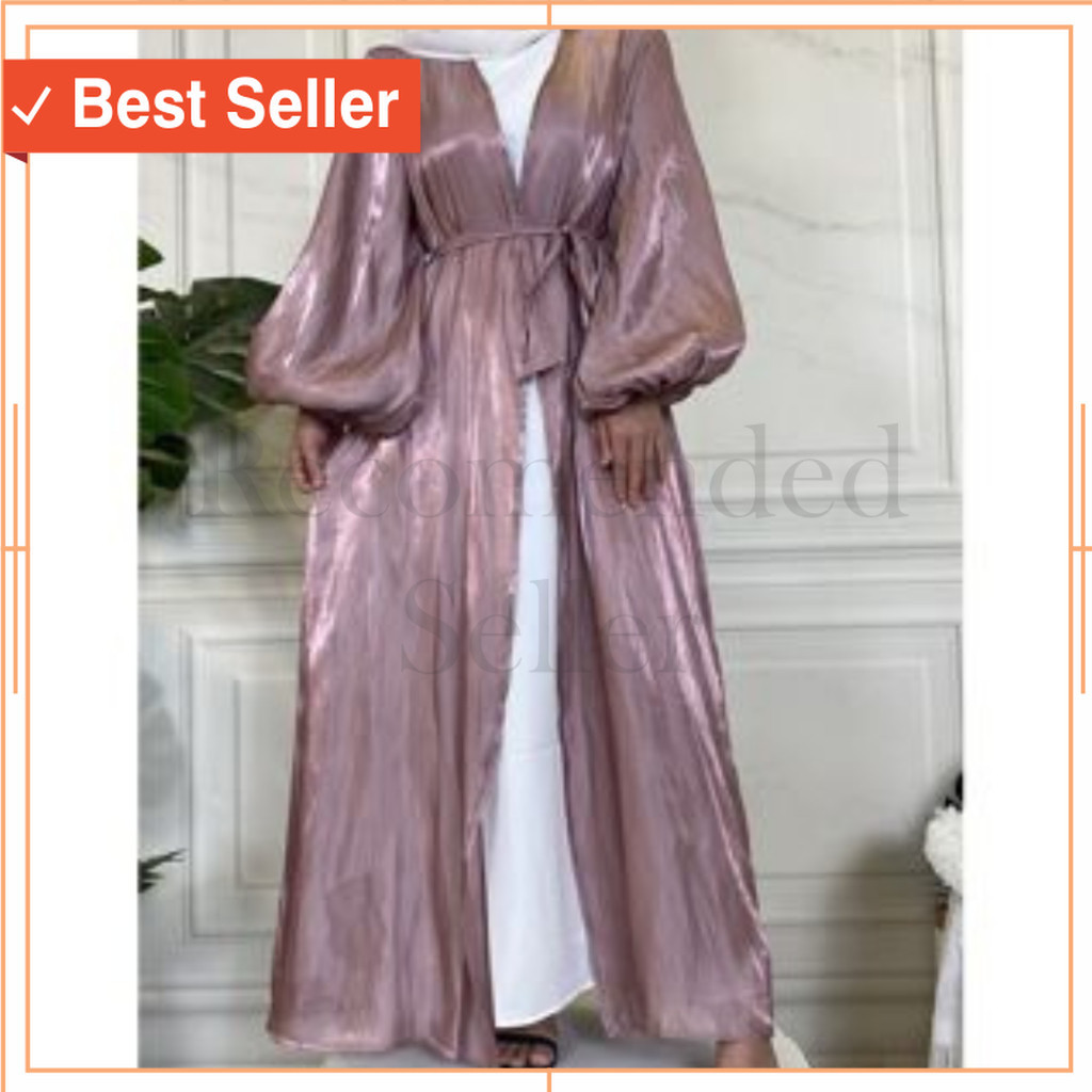 Abaya Muslim Murah Baju Lebaran Premium kekinian / Outer shimmer dress READY SIAP KIRIM 4 in 1 look 