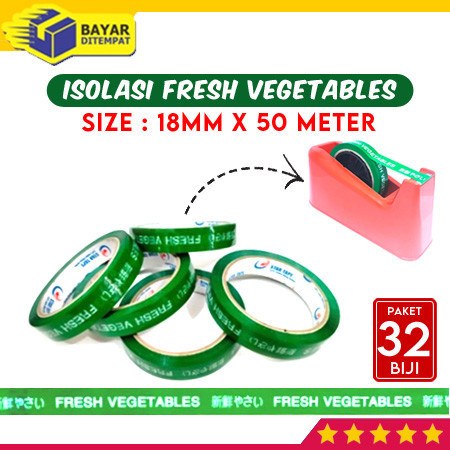 

[Paket 32 Biji] Isolasi Lakban Selotip FRESH VEGETABLES Buah Sayur (18mm x 50 Meter)