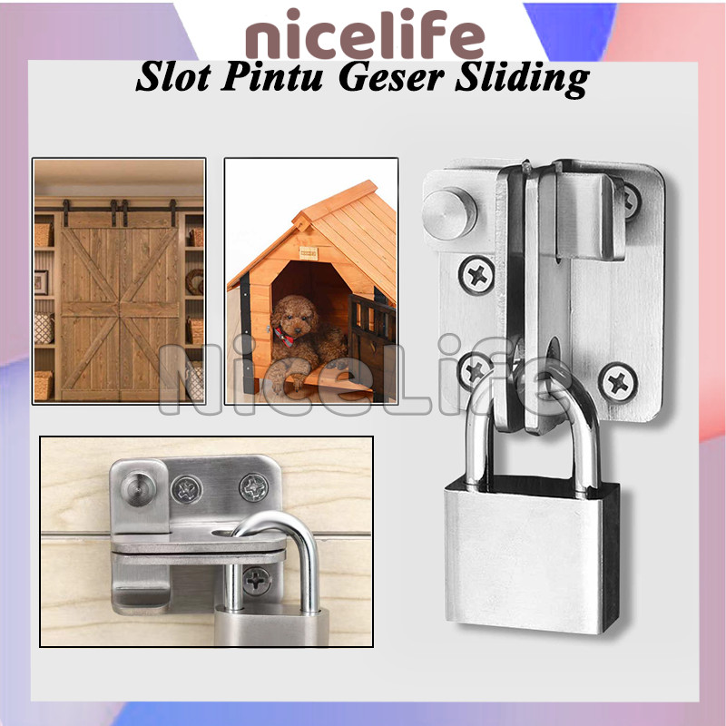 Slot Pintu Lemari Geser Sleeding Sliding Gembok Stainless / Kait Pintu / Cantolan Gembok Pintu / Kai