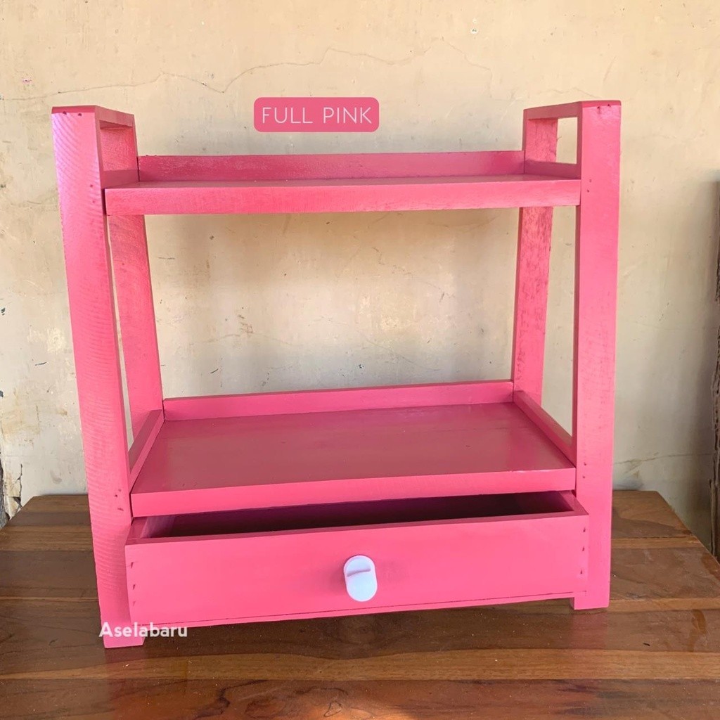 [FULL PINK] Rak Bumbu Dapur 2 Tingkat variasi Laci WARNA WARNI SERBAGUNA DAN MINIMALIS Dapat disesua