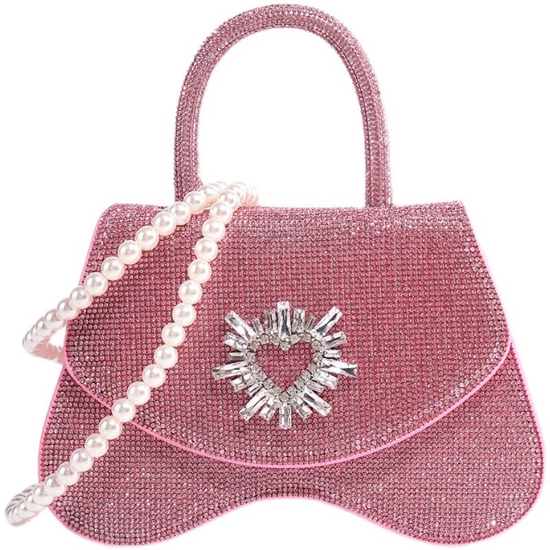 Diskon besar baru tas tangan wanita rantai mutiara cantik berlian imitasi tas kurir wanita portabel 