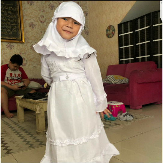 promosi GAMIS BUSANA MUSLIM ANAK PEREMPUAN BAJU GAMIS PUTIH ANAK USIA 4-12TH - Putih, 5TH
