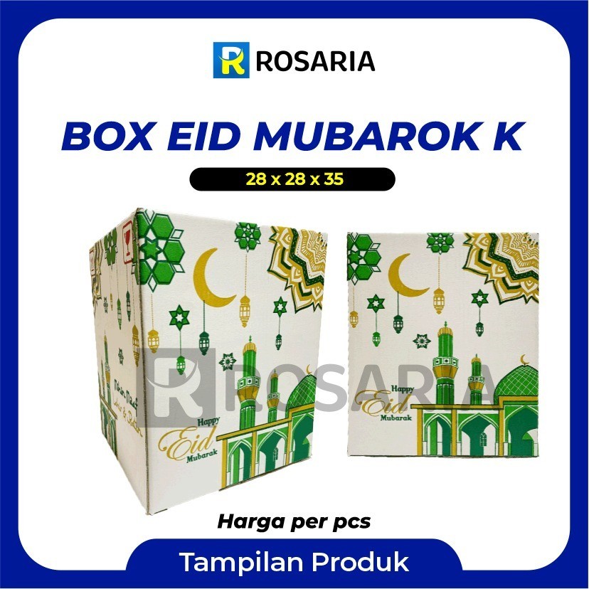 

BOX EID MUBARAK KECIL UK 28X28X35 Kardus Bingkisan Hampers Lebaran Idul Fitri Kue Kering Parsel Parcel