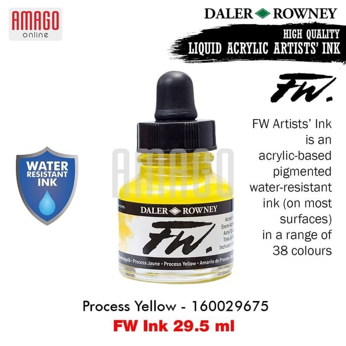 

DALER-ROWNEY - FW Ink 29.5 ml - Acrylic Artists Ink - Cat Akrilik - PROCESS YELLOW - 160029675