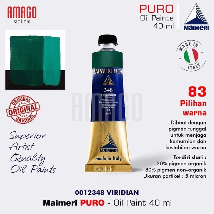 

Cat Minyak Lukis MAIMERI Puro - Oil Paint - Viridian - 40ml - M0012348