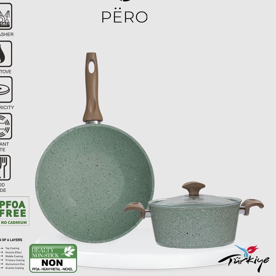 More Info Here--PERO DUO CASSEROLE 20 & WOKPAN 28 BIOGRANITE / PANCI DAN WAJAN BIOGRANITE ANTI LENGK