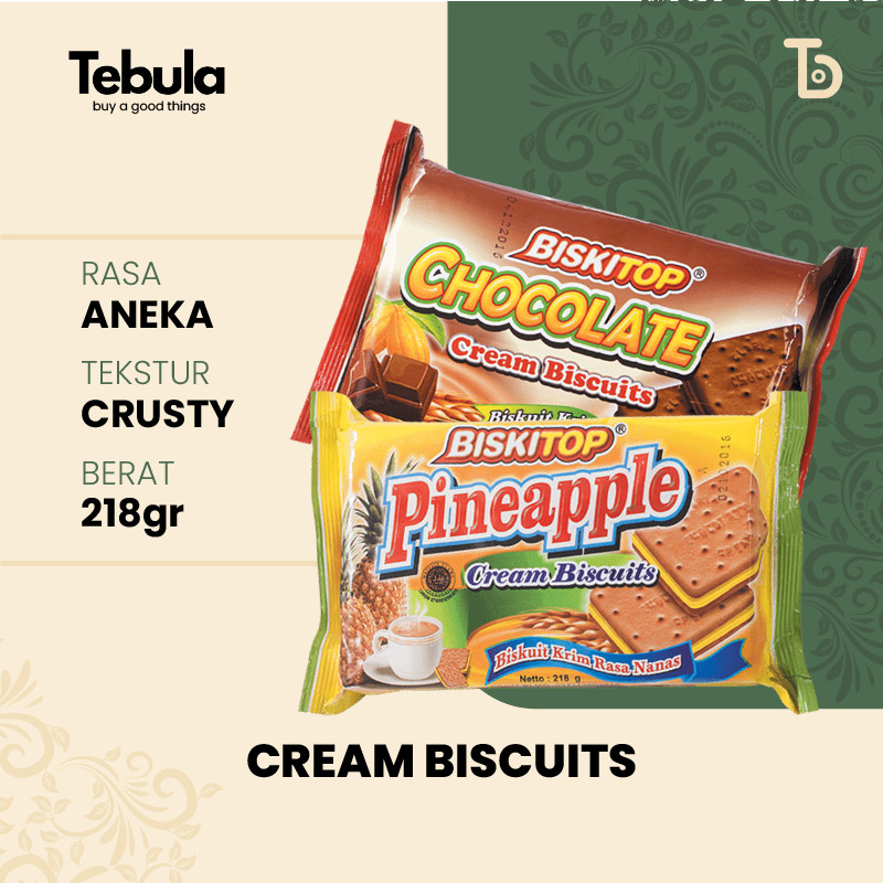 

[ TEBULA ] - BISKITOP CREAM 24 218gr Biskuit Kue Kering Anak Dewasa Enak Renyah Biscuit Rasa Coklat Nanas