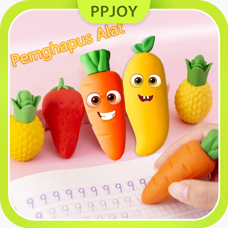 

Penghapus Pensil Karakter Buah Buahan Lucu/3D Pensil Motif Buah Sayur Strawberry Nenas Mangga Wortel