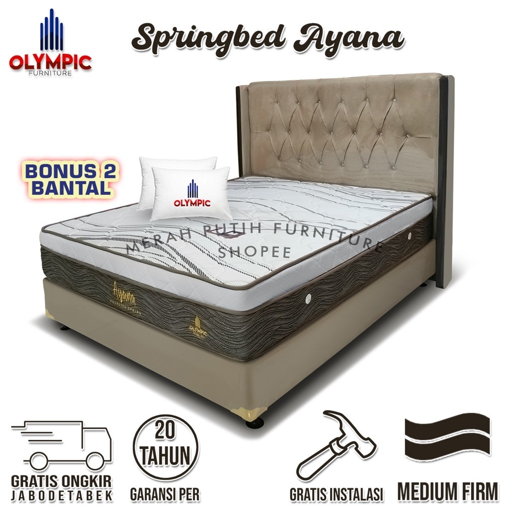 Set Dipan + Kasur Spring bed Ayana Olympic. 160x200 - 180x200. Bergaransi. Pocketed Spring. Tempat T