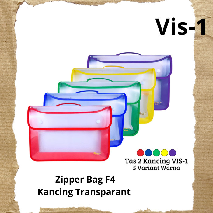 

Vis-1 Zipper Bag Kancing Tas Kancing Folio