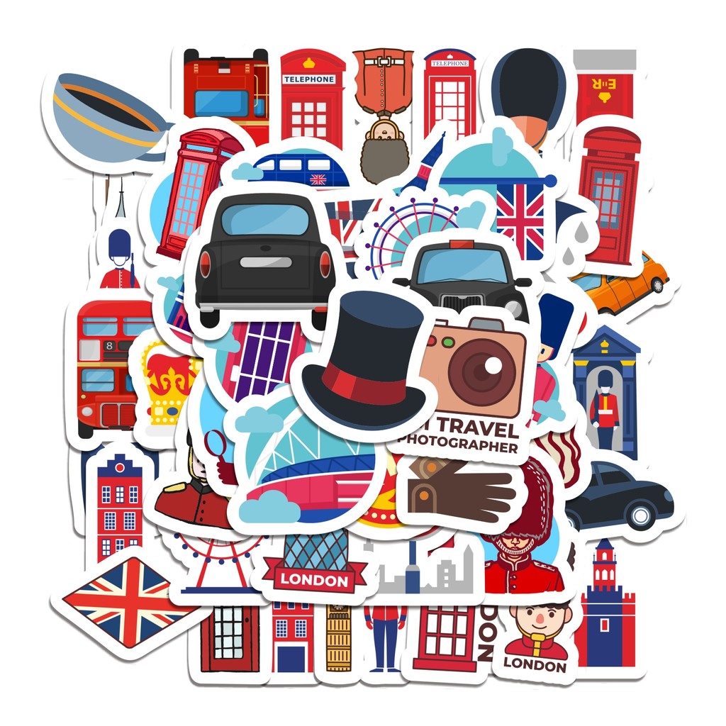 

COD 50 Pcs Stiker London Lucu Anti Air Untuk Dekorasi Notebook Sepeda Skateboard Handphone