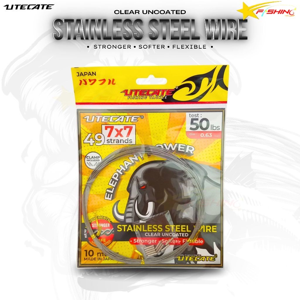 Stars Fishing Utecate Stell Wire Kawat Seling 7x7 Super Lentur Seperti Senar Neklin Clear Uncoated S