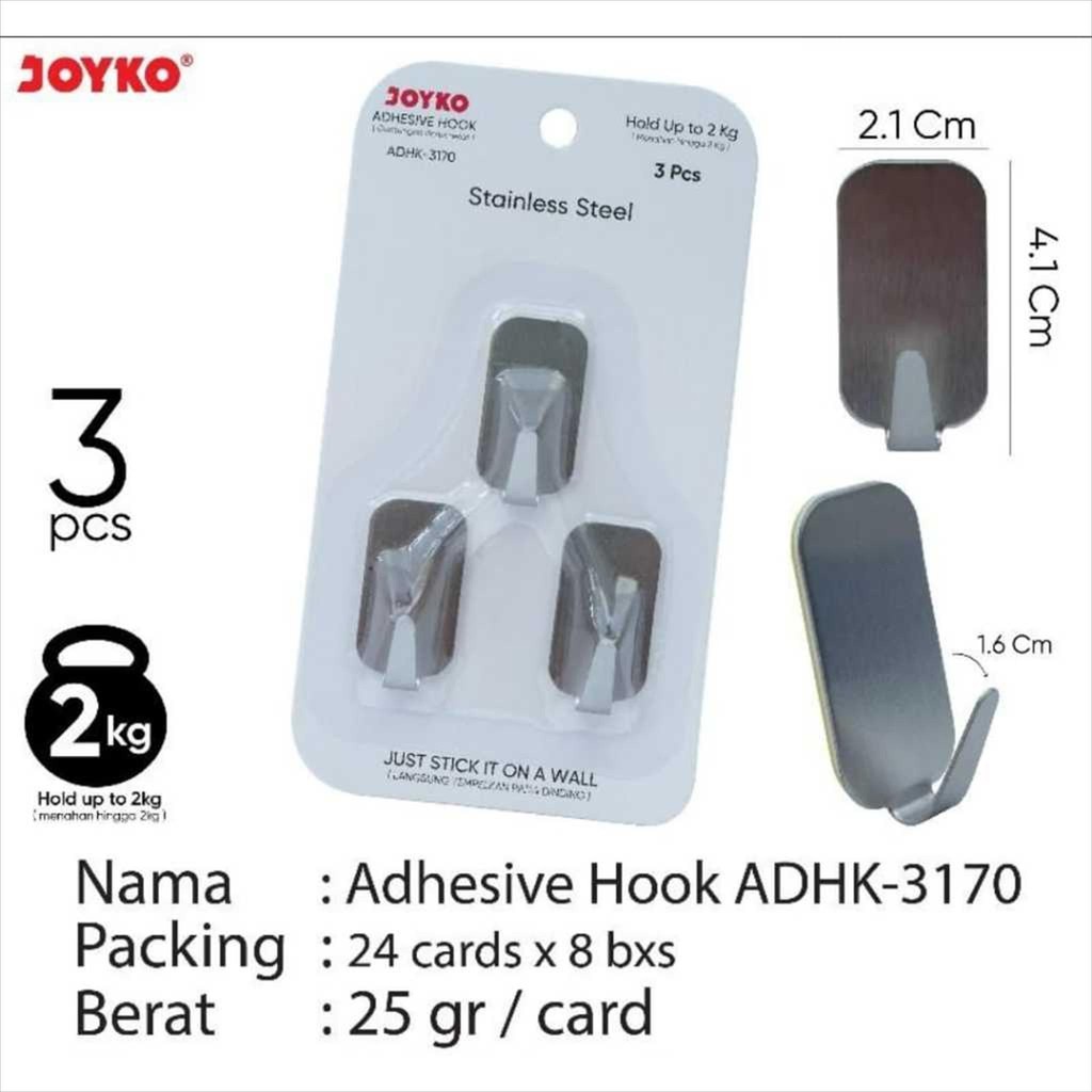 

[P] Gantungan ADHESIVE HOOK ADHK-3170 Joyko (1set 3pcs)
