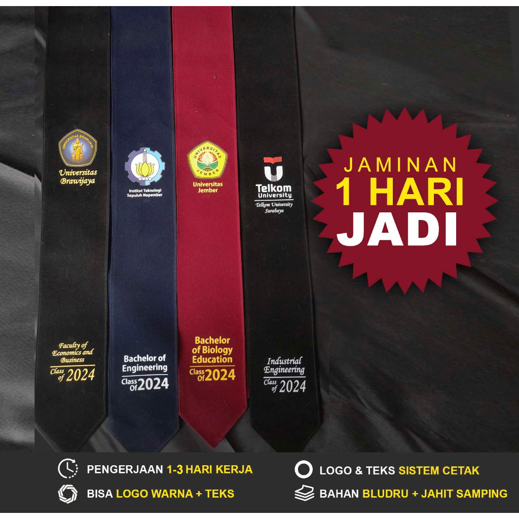 1 HARI JADI (24 JAM)/selempang leher/selempang wisuda leher/selempang Polos Selempang Wisuda