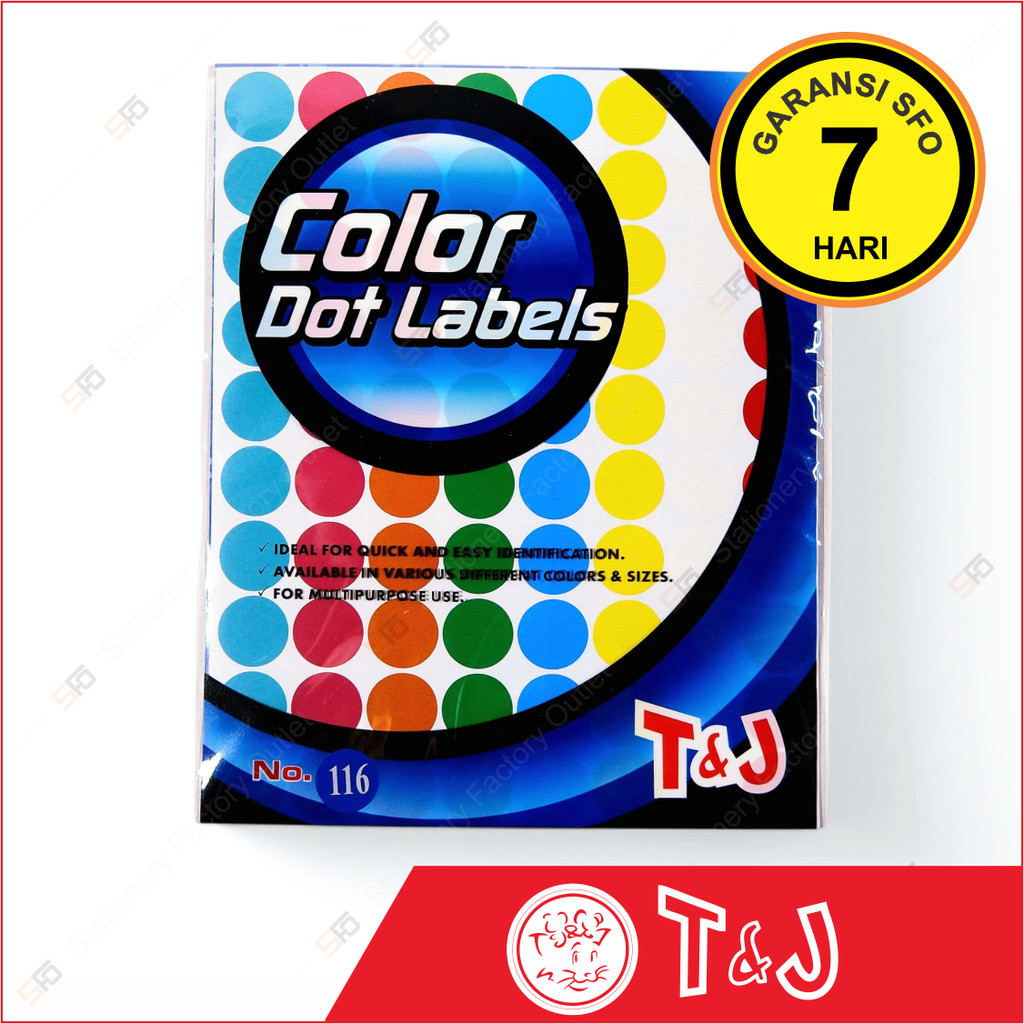 

Label Warna Fluorescent T&J 116 MIX - Dot 19mm