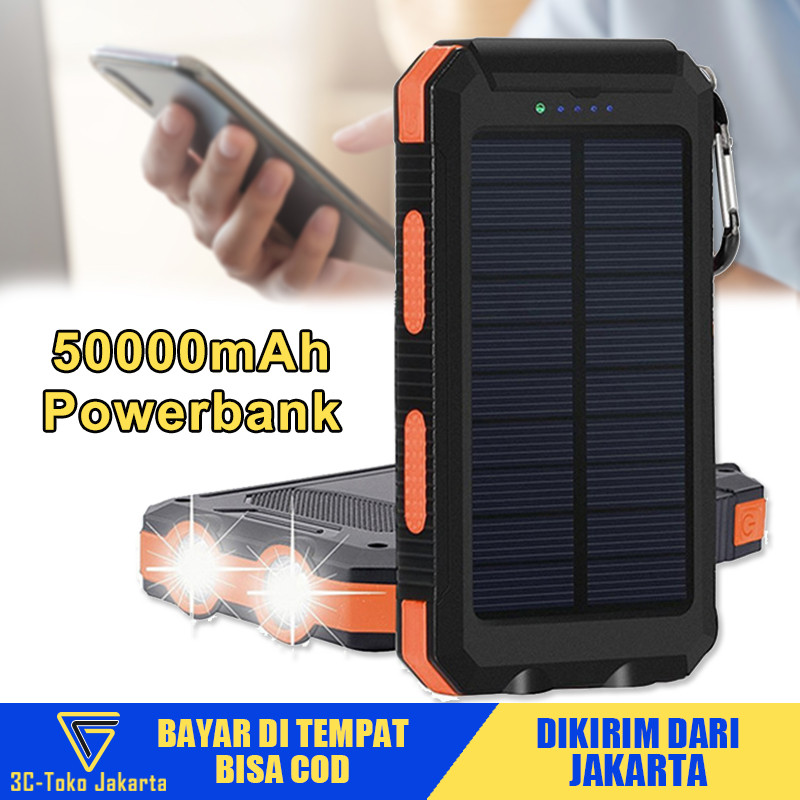 50000 mAh power bank tenaga surya powerbank handphone solar waterproof powerbank 50000 mah power ban