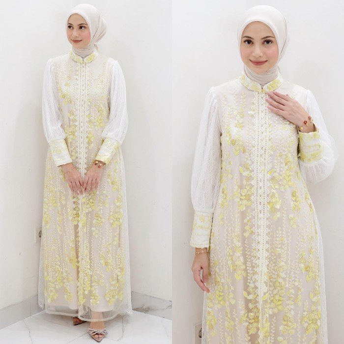 [Terbaru] Nadine Dress (Special Edition) - SIGNATURE BY SARAH - IVORY LIME, XL