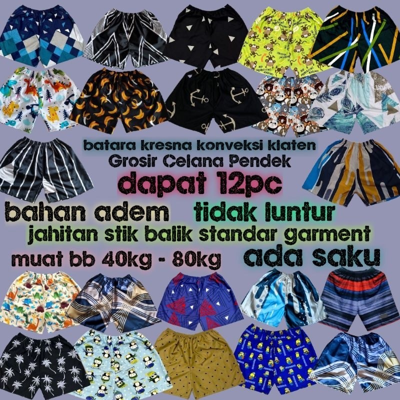 FR65E 1 Lusin Grosir Celana Pendek Kolor Boxer Pria Wanita Lusinan