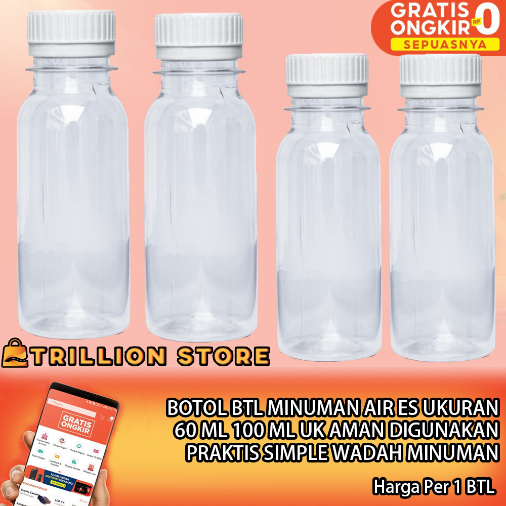 Botol Bottle Plastic Pastik Ukuran 100 Ml 60 Mili Wadah Minuman Uk Mium Masker Obat Obatan Kapsul Ju