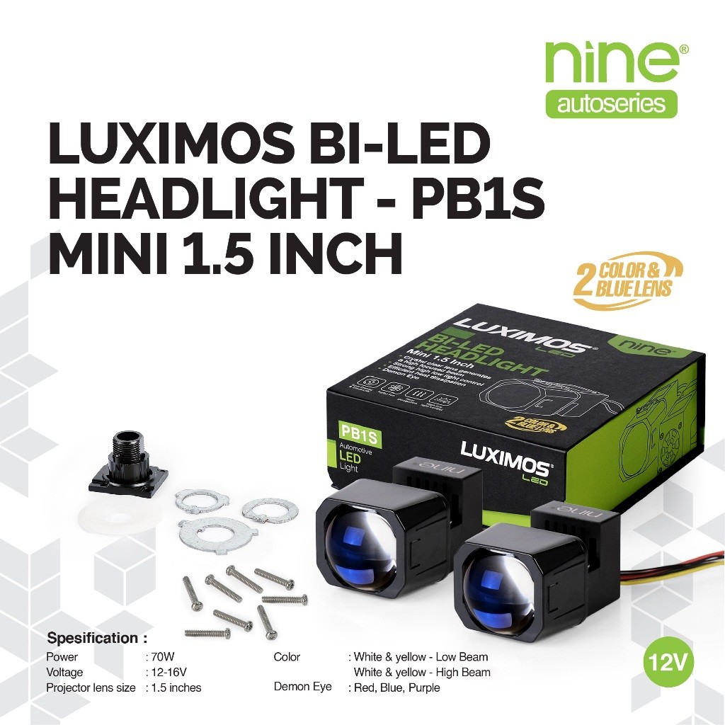 LUXIMOS Biled matrix 1.5 Inch 140W Putih Kuning Devil Eye Kipas Tembus Hujan Kabut PB1S NINESURABAYA