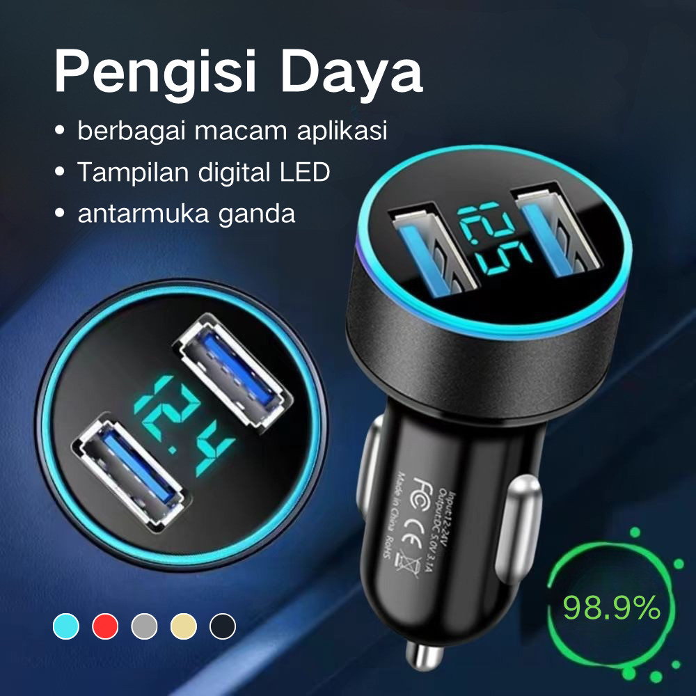Charger Mobil 2 Ports Fast Quick Charging pengisian daya Cepat Mobil Adapter Car