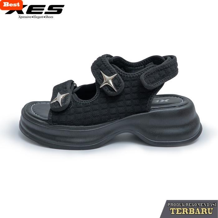 sandal wanita trend sekarang XES YOONA Sepatu Sendal Kasual Sandal Gunung Wanita Import Black Cewek 
