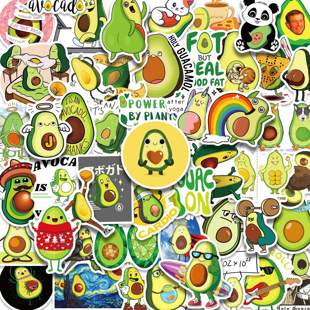 

50 pcs/pack Creative Avocado PVC Decorative Stickers Waterproof Stickers Scrapbooking DIY Journaling Sticker Stationery Diary