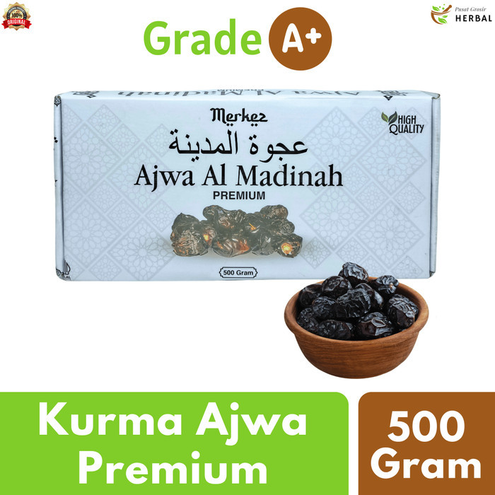 

Kurma Ajwa 1 Kg Asli 100% Original Premium Madinah | Kurma Azwa Nabi Asli Jumbo Grade A Quality - 500 Gram