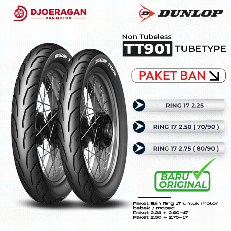 SEPASANG / PAKET BAN MOTOR BEBEK DUNLOP TT900 RING 17 KHARISMA GRAND JUPITER DEPAN BELAKANG SEPASANG