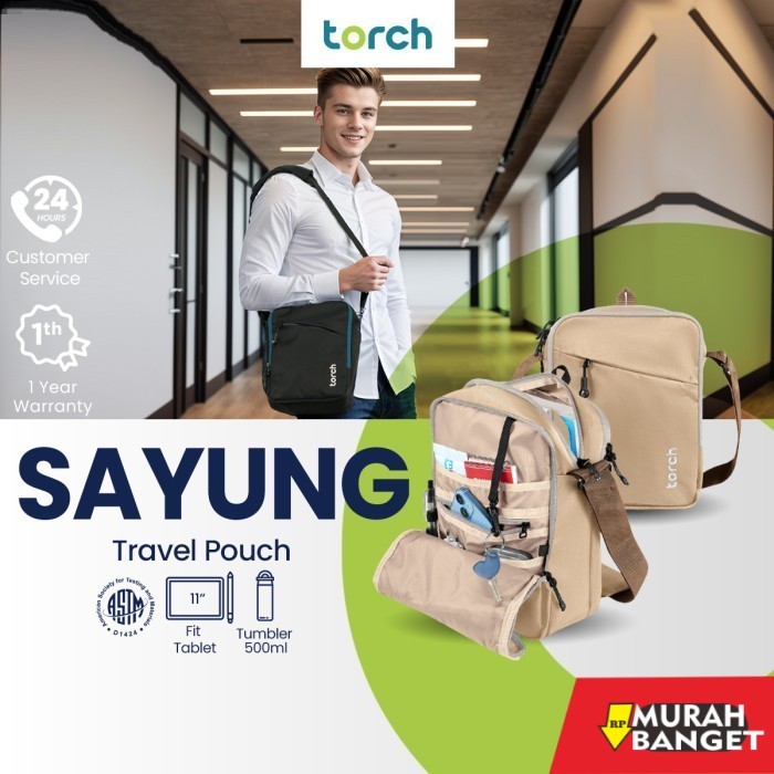 tas selempang wanita simple elegan Torch Sayung - Sling Bag Tas Selempang Ipad Tablet 11 Inch Organi
