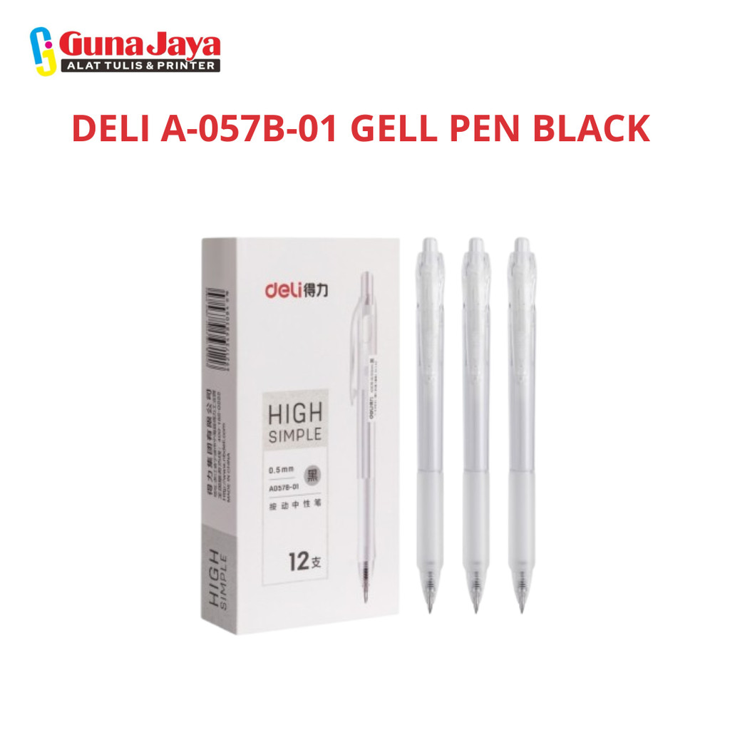 

DELI A-057B-01 GELL PEN BLACK (SATU SET 12 PCS)