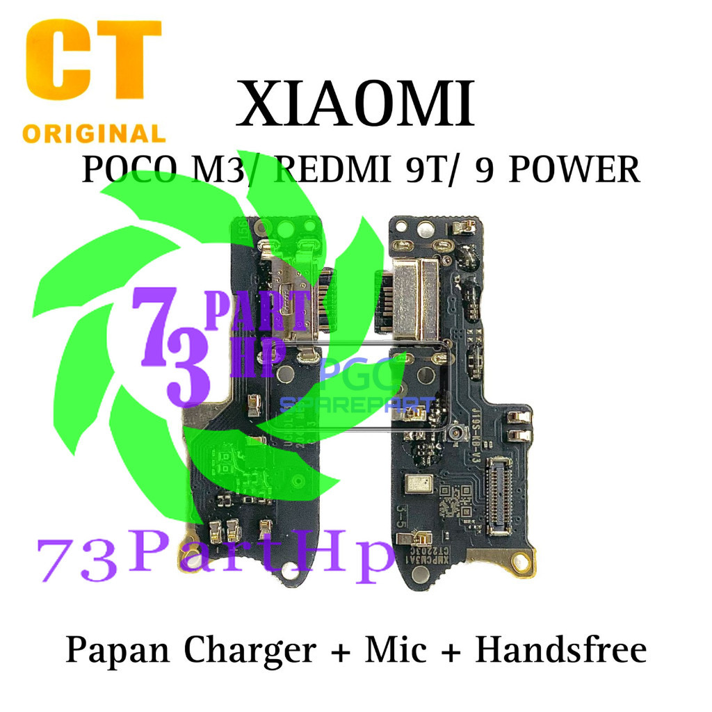 Original CT Ada IC - Papan Konektor Charger Mic Handsfree Xiaomi Poco M3 / Redmi 9T / Redmi 9 Power 
