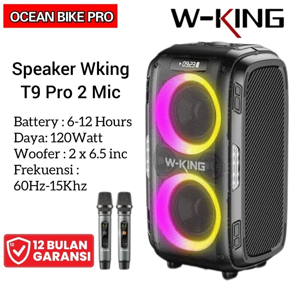 Speaker Bluetooth Karaoke WKING T9 Pro + 2 MIC Portable Wireless Traveling W KING speker karoke part