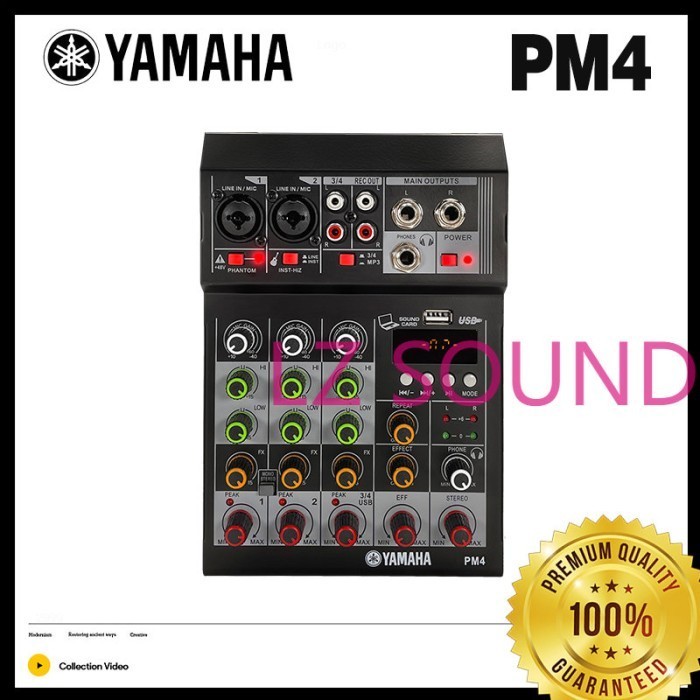 YAMAHA PM4 MINI Mixer Audio Bluetooth 4 Channel Canel Mixser Mendukung
