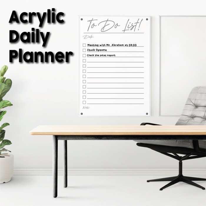 

To Do List Acrylic Daily Planner / Jadwal Harian Akrilik Custom - No Pen, 30 x 42cm