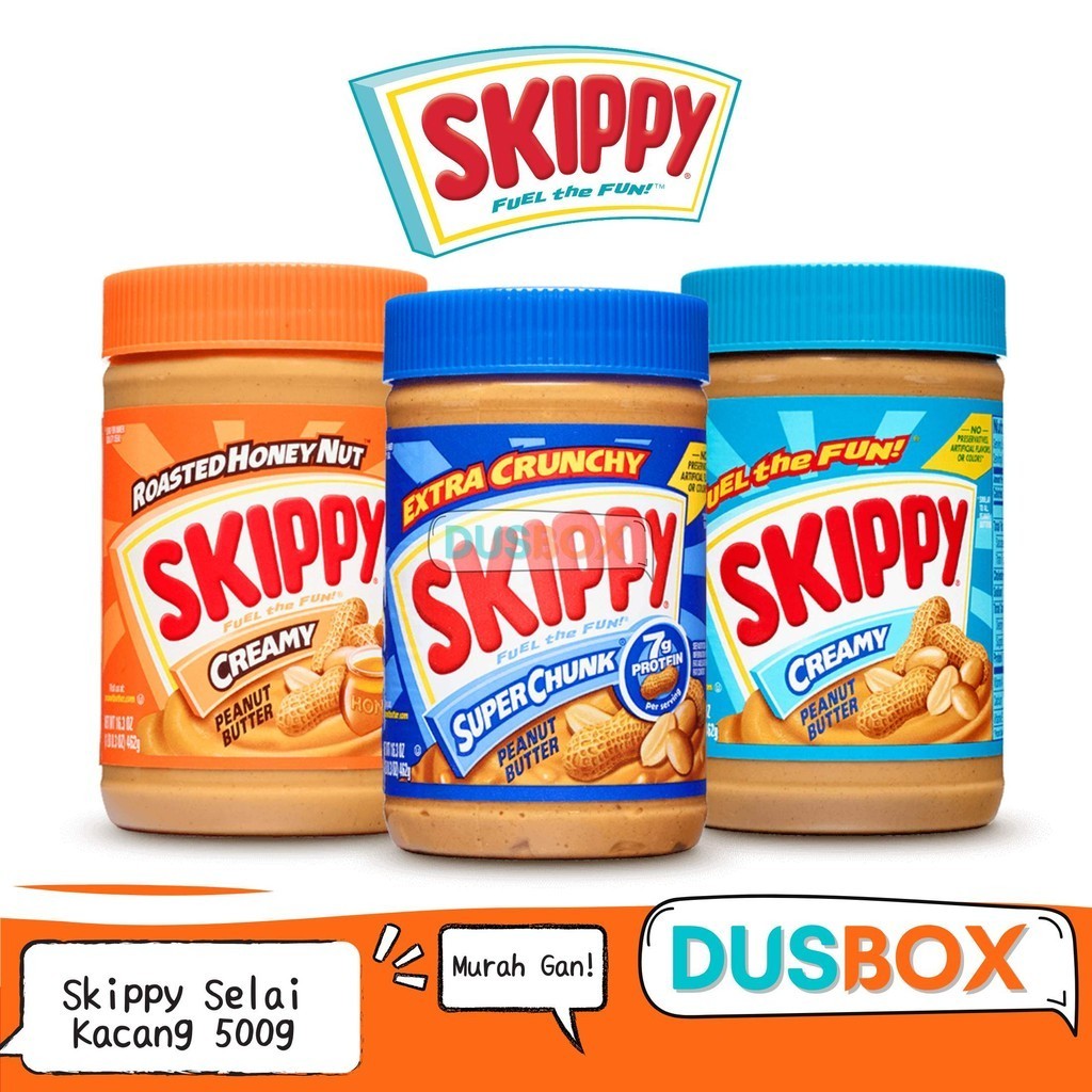 

Skippy Peanut Butter 500g / Skippy Peanut Butter / Peanut Butter / Selai Kacang Skippy / Selai Kacang Chunky / Skippy Creamy