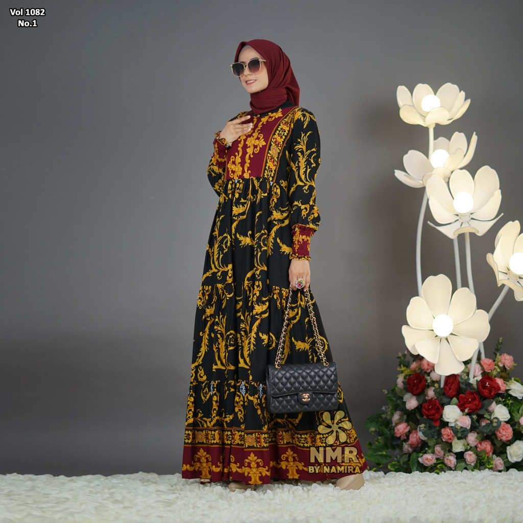 NMR Gamis Rayon Viscose Kerut Vol 1082-1